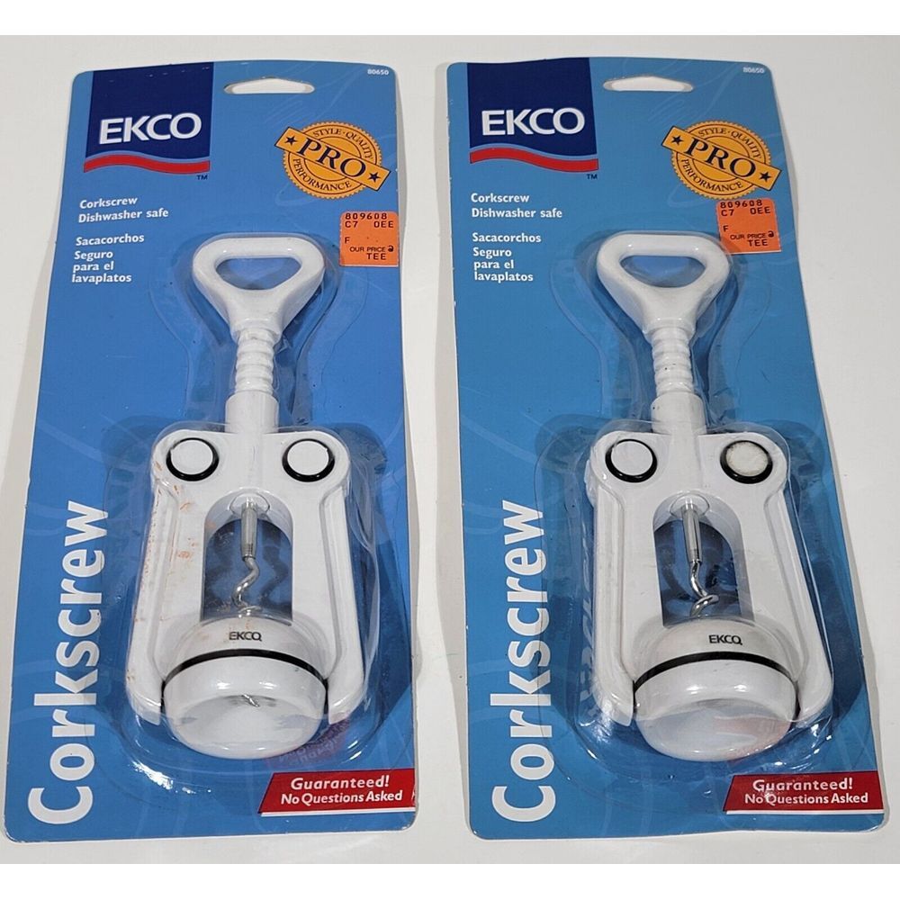 2 White EKCO Pro Commercial Grade Winged Corkscrew Home Dining Wine. #80650